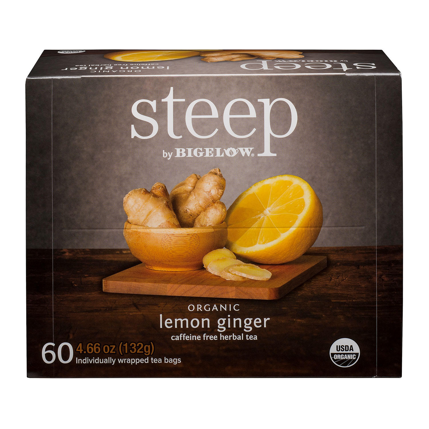 (image for) steep by Bigelow Lemon Ginger Herbal Tea ( 60 ct.) - Click Image to Close